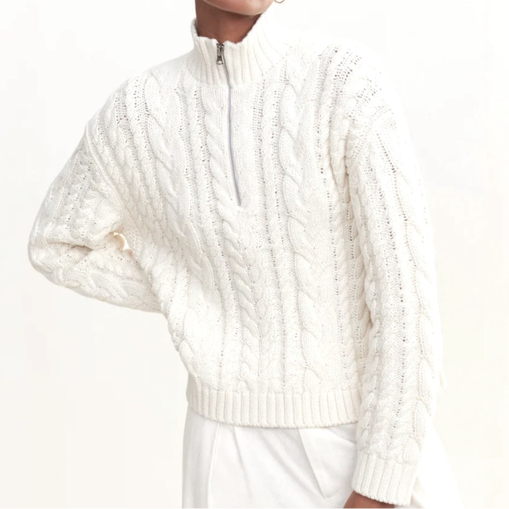 Jenni Kayne Cotton Cable Half Zip
